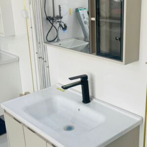 meuble lavabo beige luxe